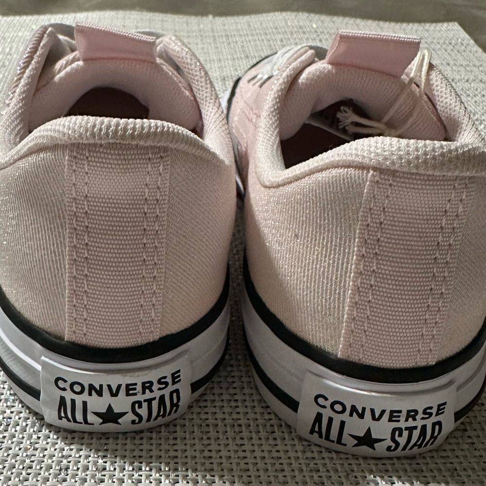 Converse 13 & 1,2,3 Girls Light Pink Metallic White Black Brown Soles Sneakers - Picture 4 of 10